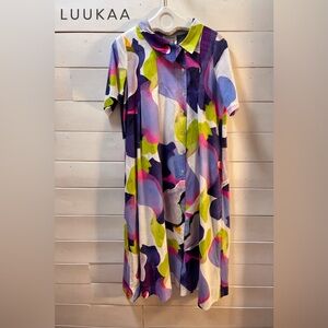 LUUKAA – “Lilac Wave” Printed Cotton Dress (Size 1 XS ). NWOT